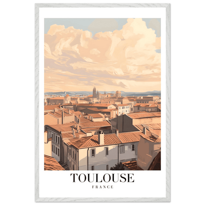 Toulouse France Framed Poster – Vintage Sunset Cityscape Wall Art with Wooden Frame - Vibrantwalls