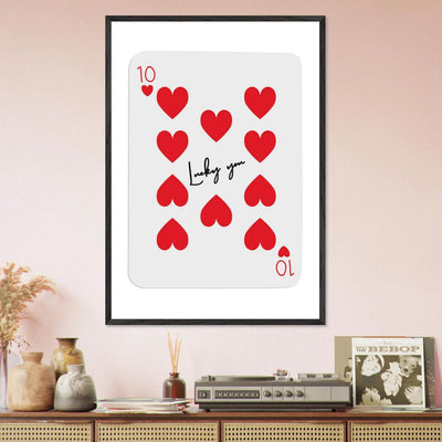 Lucky You - Ten of Hearts Playing Card Framed Poster Art, Eco-Friendly Wood Frame - Vibrantwalls