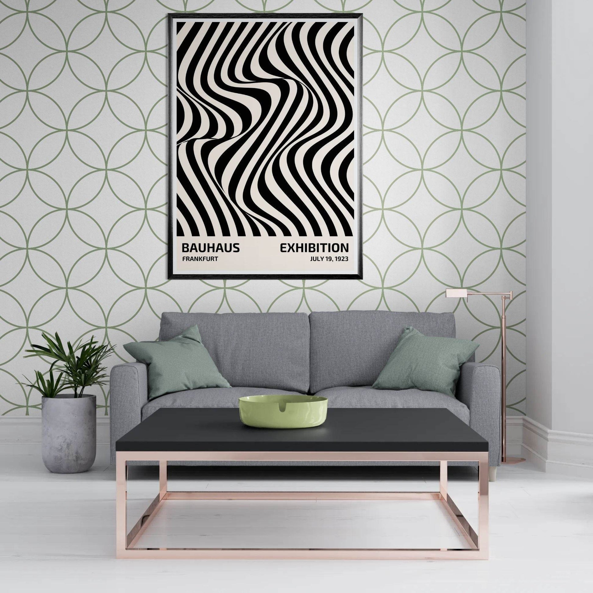 Bauhaus Black White Op Art Movement Style Design Poster Wall Art - Vibrantwalls