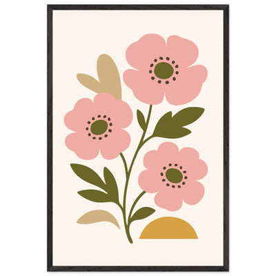 Abstract Floral Bloom - Minimalist Pink Flowers - Vibrantwalls