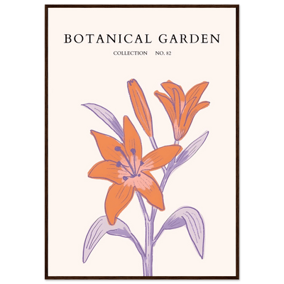 Botanical Garden Lily Print – Orange & Lavender Framed Poster | Elegant Nature Art for Modern Spaces, Ready-to-Hang - Vibrantwalls