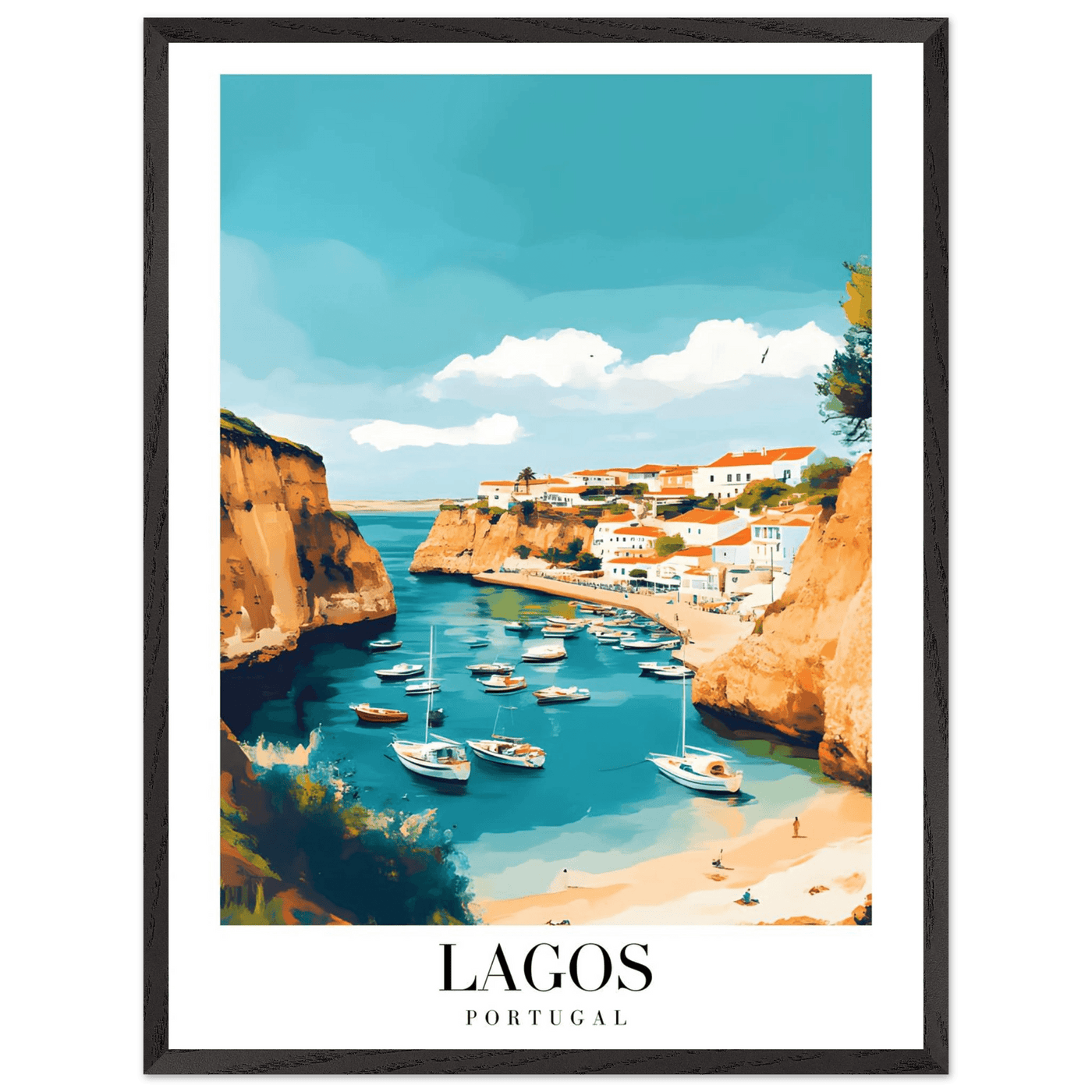 Lagos Portugal Framed Poster – Coastal Charm Travel Art with Wooden Frame - Vibrantwalls