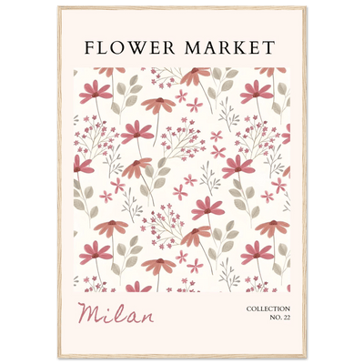 Milan Flower Market Framed Poster – Blush & Sage Floral Art Print | Ready-to-Hang Wall Decor - Vibrantwalls
