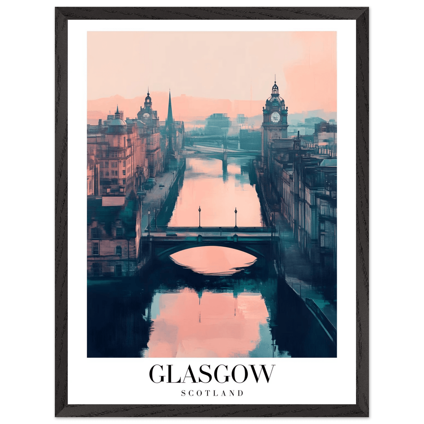 Glasgow Scotland Framed Poster – Atmospheric Cityscape Wall Art with Customizable Wooden Frame - Vibrantwalls