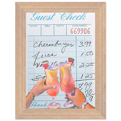 Retro Diner Cocktail "Guest Check" 13x18 cm 5x7″ Wood frame Not assembled Vibrantwalls