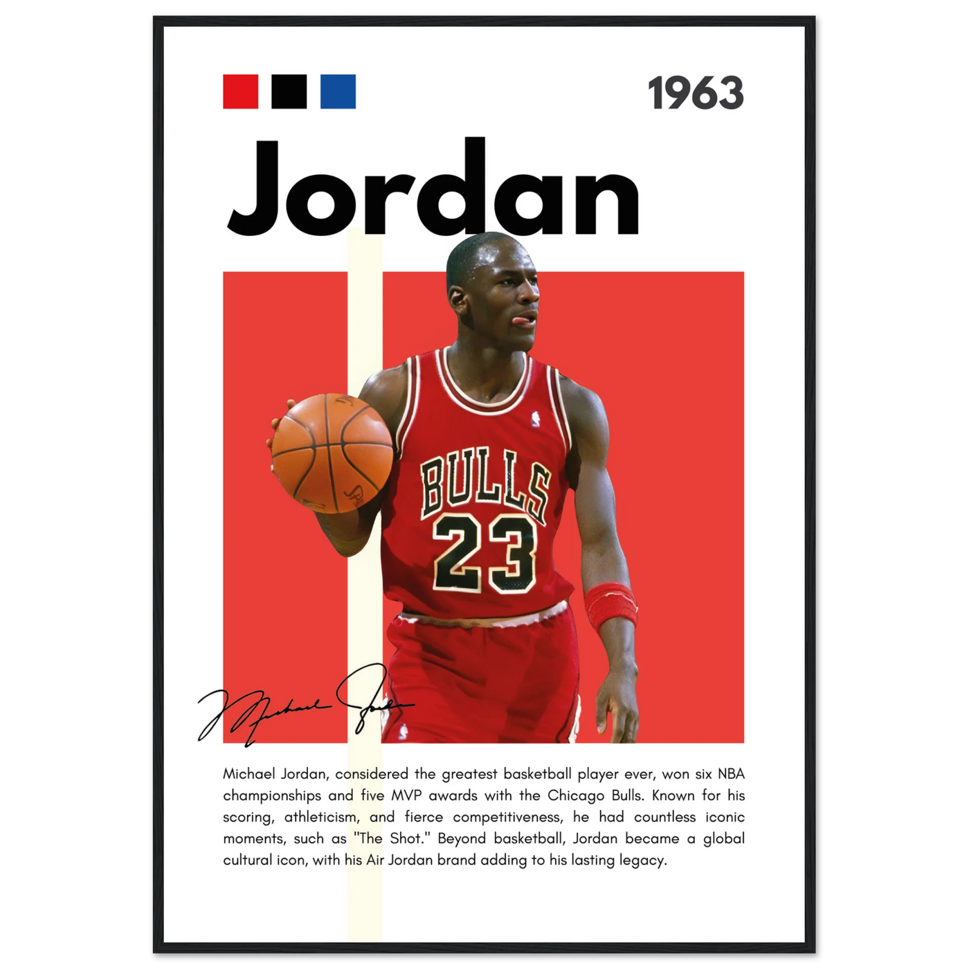 Michael Jordan Air Jordan Bulls Retro Print 70x100 cm 28x40″ Black frame Vibrantwalls