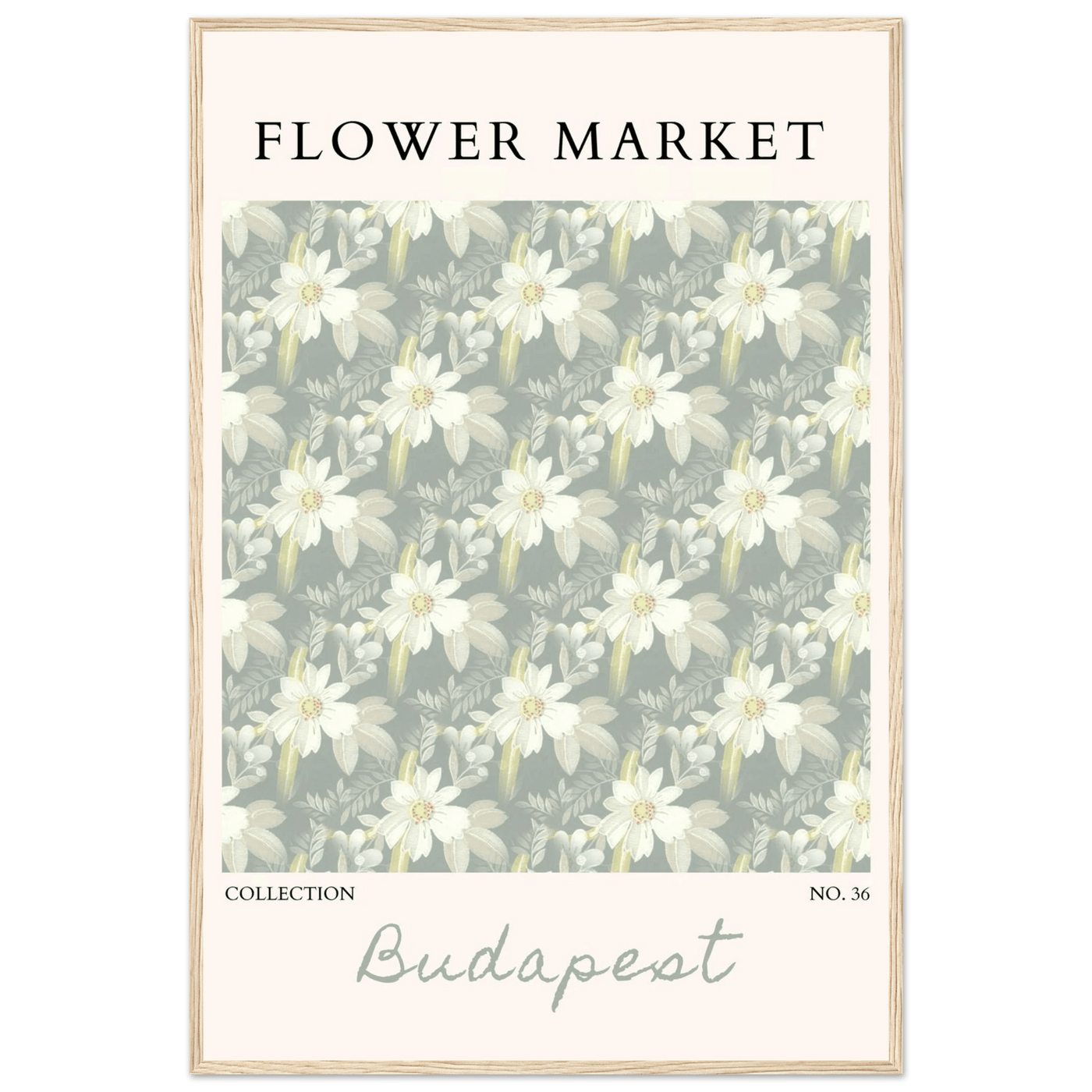 Budapest Flower Market Framed Poster – Elegant Botanical Art Print in Sage Green | Ready-to-Hang Wall Decor - Vibrantwalls