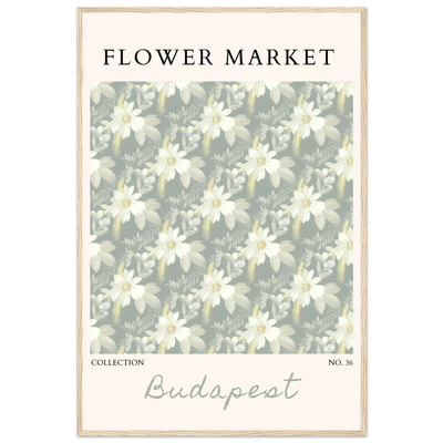 Budapest Flower Market Framed Poster – Elegant Botanical Art Print in Sage Green | Ready-to-Hang Wall Decor - Vibrantwalls