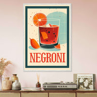 Retro Negroni Cocktail Recipe Art Print - Vibrantwalls