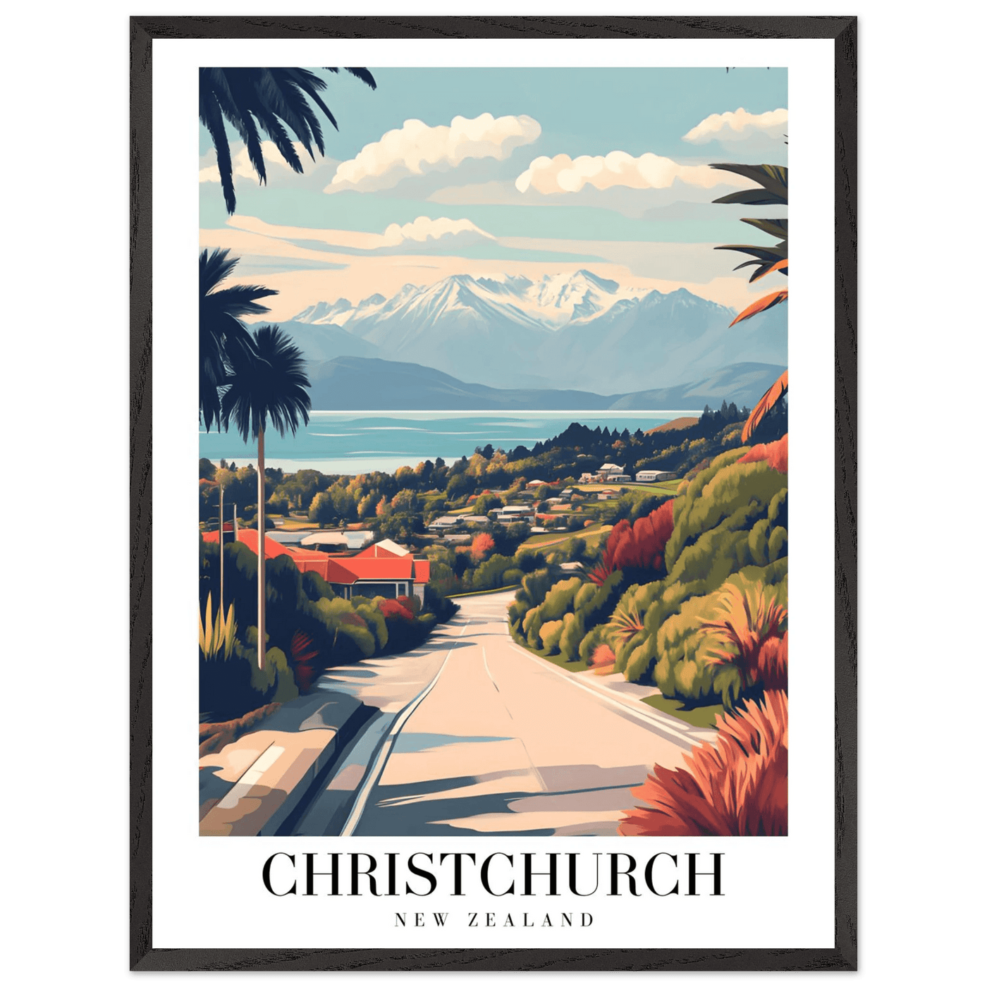 Christchurch New Zealand Framed Poster – Vintage Travel Wall Art with Wooden Frame - Vibrantwalls