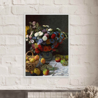 Still Life Wall Art Print of Flowers and Fruit for Elegant Home Decor - Vibrantwalls