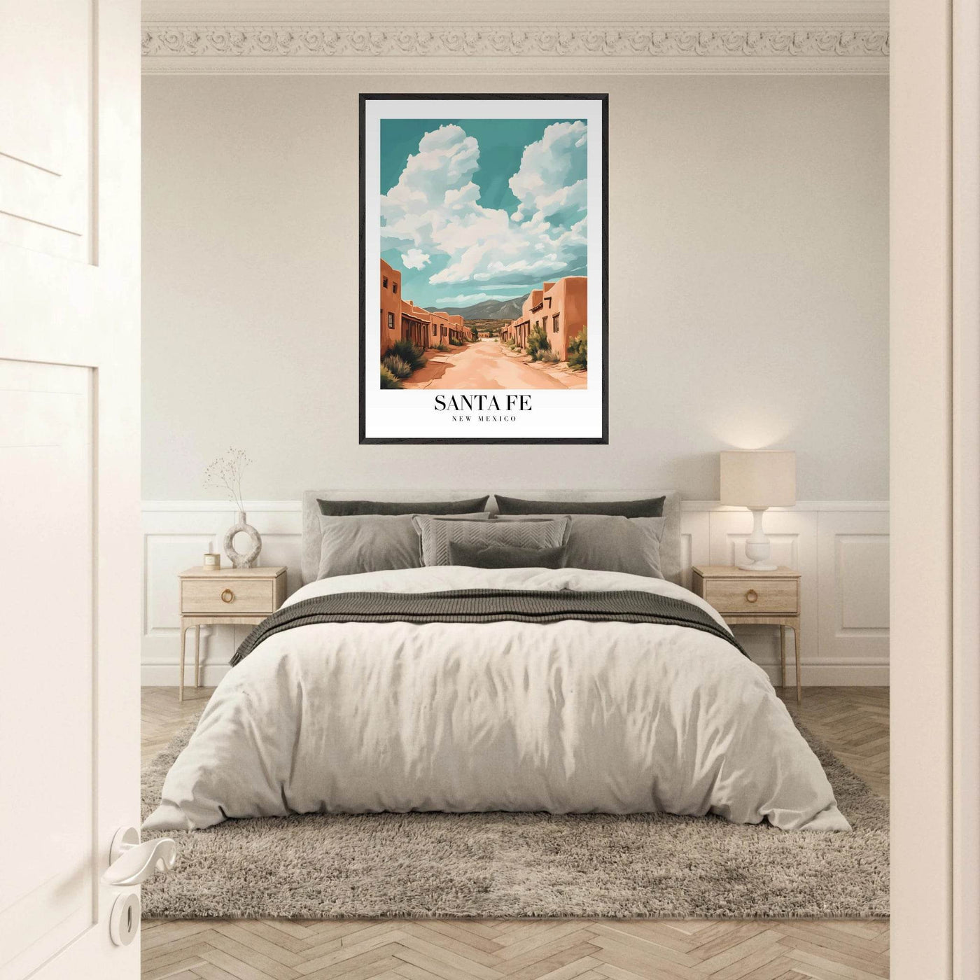 Santa Fe New Mexico Framed Poster – Vintage Southwest Wall Art with Wooden Frame - Vibrantwalls