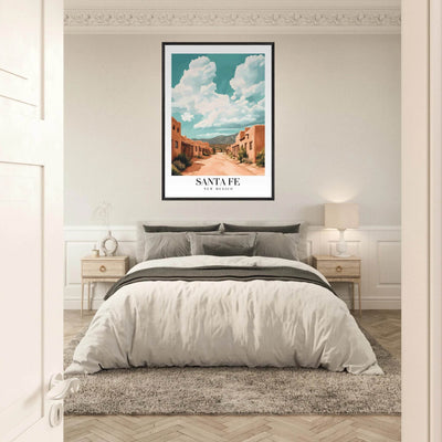 Santa Fe New Mexico Framed Poster – Vintage Southwest Wall Art with Wooden Frame - Vibrantwalls