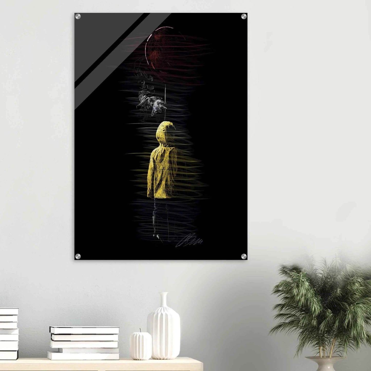 Abstract Figure Acrylic Print – Modern Black & Yellow Art, Vibrant & Durable Wall Decor - Vibrantwalls