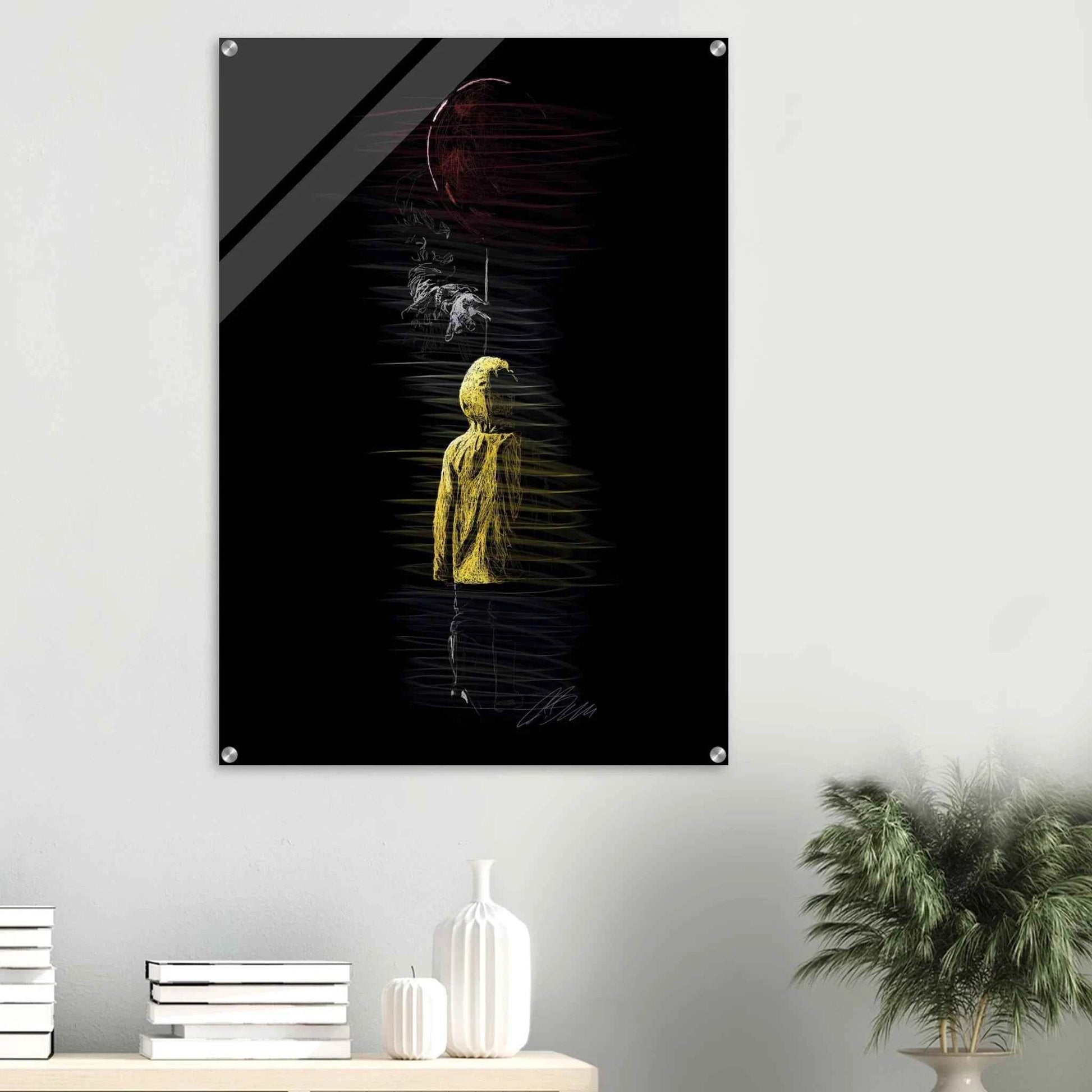 Abstract Figure Acrylic Print – Modern Black & Yellow Art, Vibrant & Durable Wall Decor - Vibrantwalls