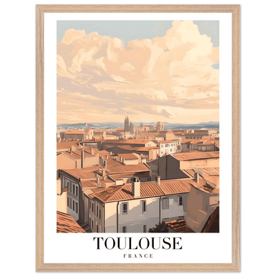Toulouse France Framed Poster – Vintage Sunset Cityscape Wall Art with Wooden Frame - Vibrantwalls