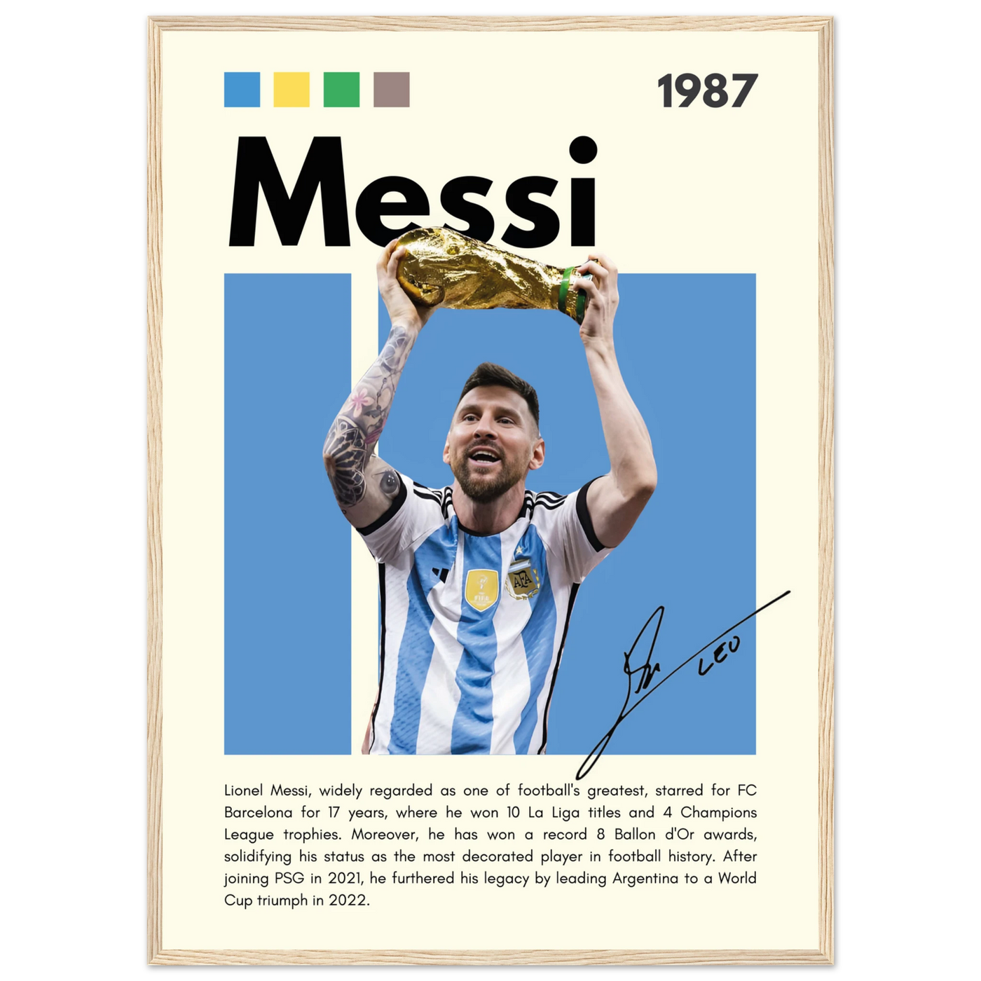 Lionel Messi World Cup Champion Framed Poster 50x70 cm 20x28″ Wood frame Vibrantwalls