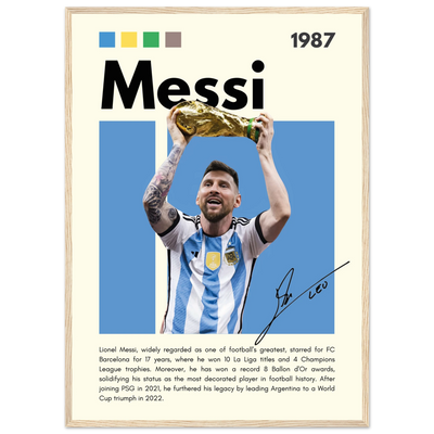 Lionel Messi World Cup Champion Framed Poster 50x70 cm 20x28″ Wood frame Vibrantwalls