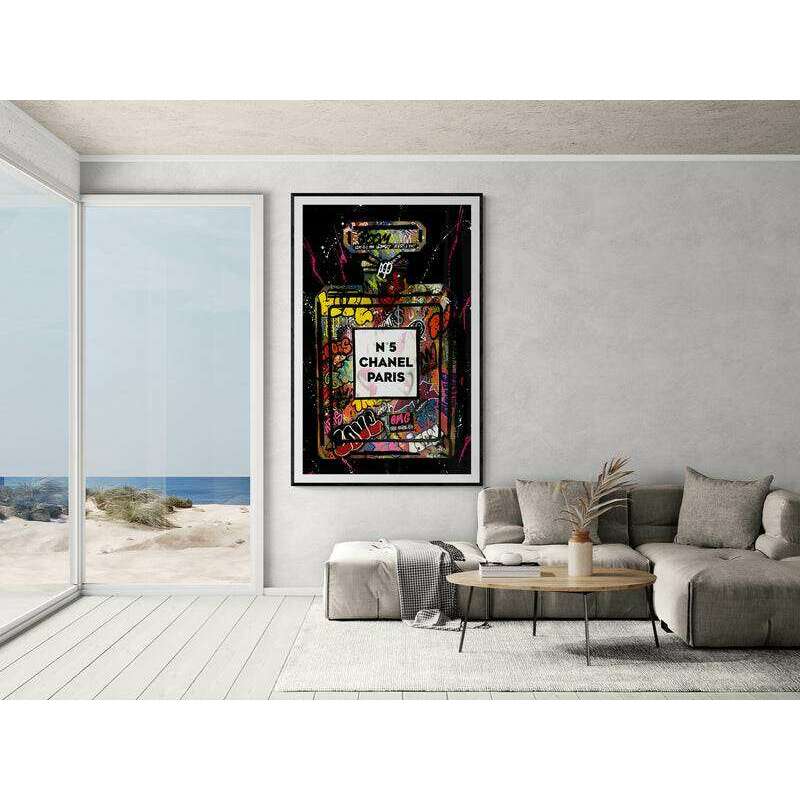 Black Graffiti Chanel Perfume Wall Art - Vibrantwalls