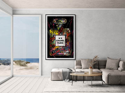 Coco Mademoiselle Chanel Perfume Pop Art Graffiti Print - Iconic Scent, Street Style Art Piece in Your Choice of Frame - Vibrantwalls