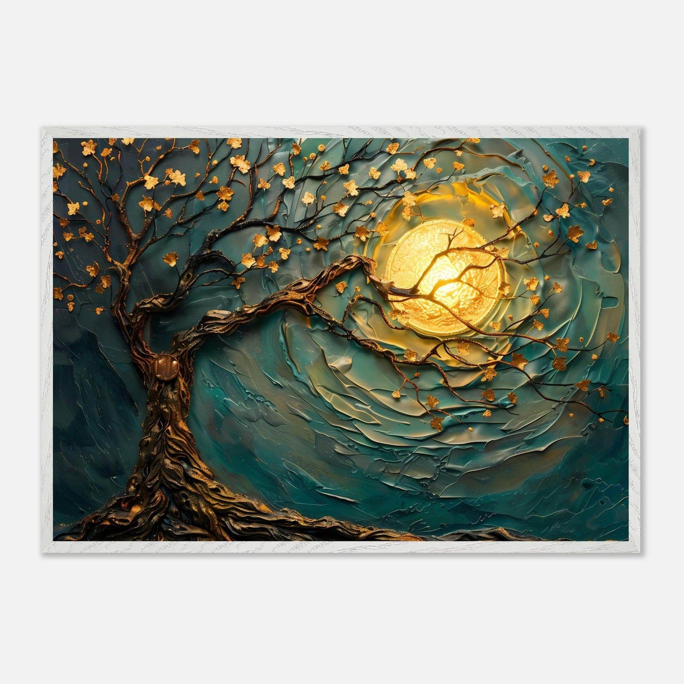 Teal Gold Tree of Life Pendant - Elegance in Nature's Design - Vibrantwalls