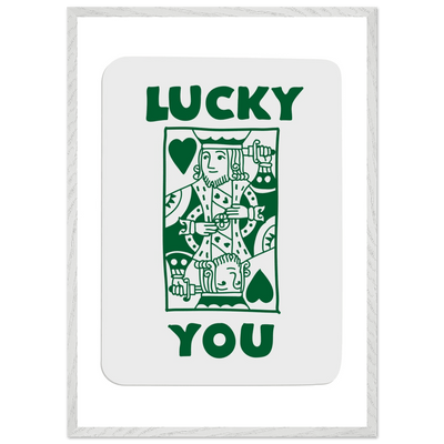Lucky You Poker King of Hearts Print - Mounted Eco-Friendly Framed Poster Art in Dark Green - Vibrantwalls