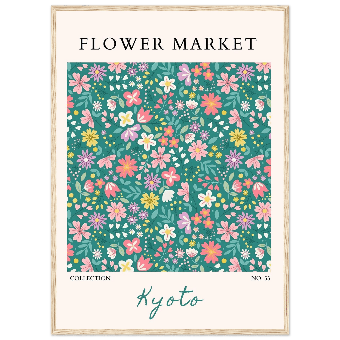 Kyoto Flower Market Framed Poster – Whimsical Floral Art Print for a Touch of Spring | Ready-to-Hang Decor - Vibrantwalls