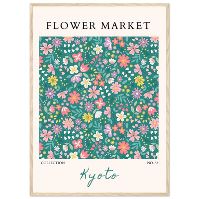 Kyoto Flower Market Framed Poster – Whimsical Floral Art Print for a Touch of Spring | Ready-to-Hang Decor - Vibrantwalls