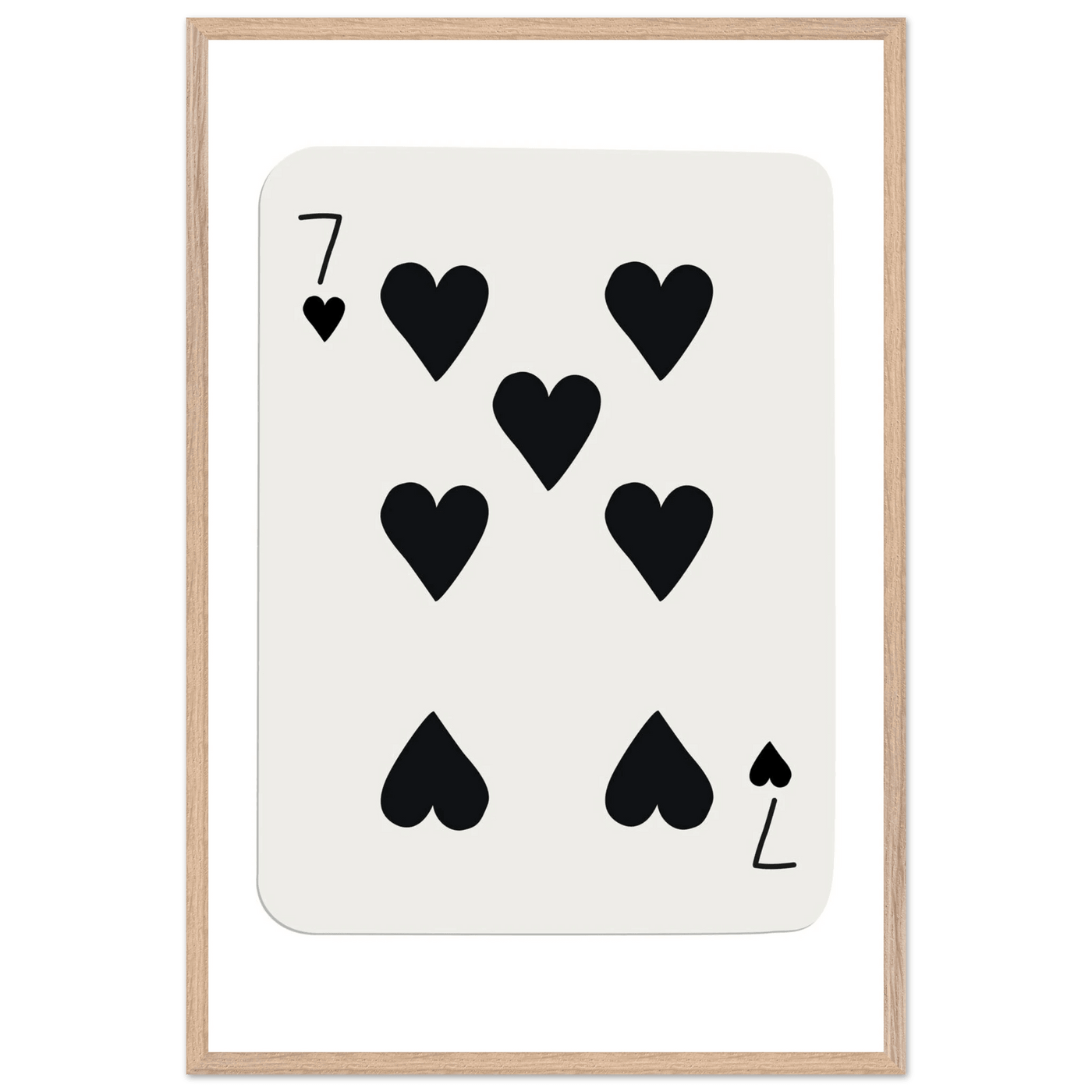 Seven of Hearts - Modern Poker Card Print Art - Eco-Friendly Wood Framed Poster, in your choice of elegant frames - Vibrantwalls