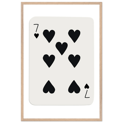 Seven of Hearts - Modern Poker Card Print Art - Eco-Friendly Wood Framed Poster, in your choice of elegant frames - Vibrantwalls