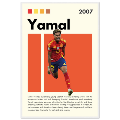 Lamine Yamal Spain Soccer Framed Football Poster 60x90 cm 24x36″ White frame Vibrantwalls
