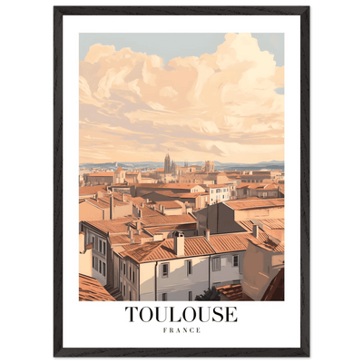Toulouse France Framed Poster – Vintage Sunset Cityscape Wall Art with Wooden Frame - Vibrantwalls
