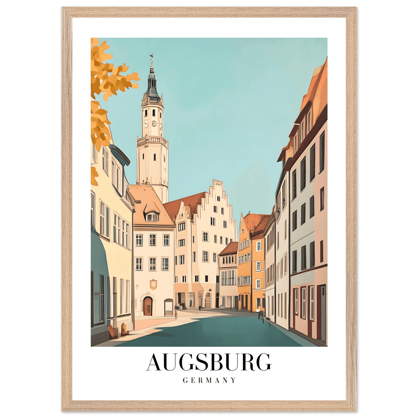 Augsburg Germany Framed Poster – Vintage European Cityscape Wall Art with Wooden Frame in Various Sizes - Vibrantwalls