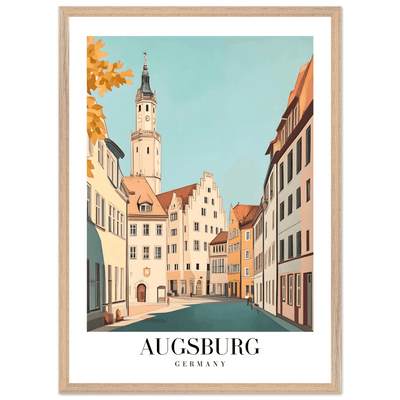 Augsburg Germany Framed Poster – Vintage European Cityscape Wall Art with Wooden Frame in Various Sizes - Vibrantwalls