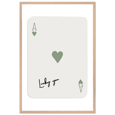 Lucky You Ace of Hearts Print - Botanical Green Framed Poster Art, Eco-Friendly Wood Frame & Choice of Finish - Vibrantwalls