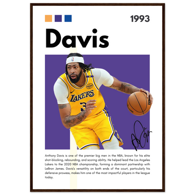 Anthony Davis Lakers Modern Basketball Art Print A1 (59.4 x 84.1 cm) Dark wood frame Vibrantwalls