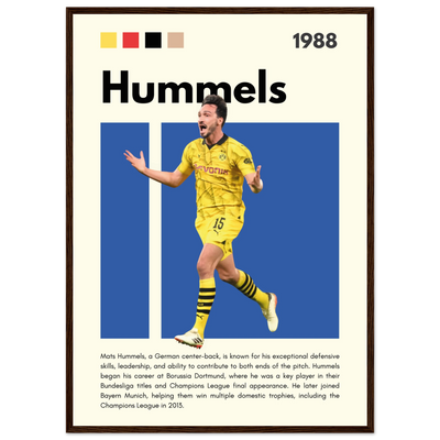 Mats Hummels Borussia Dortmund Framed Poster – Modern Football Art Print 50x70 cm 20x28″ Dark wood frame Vibrantwalls