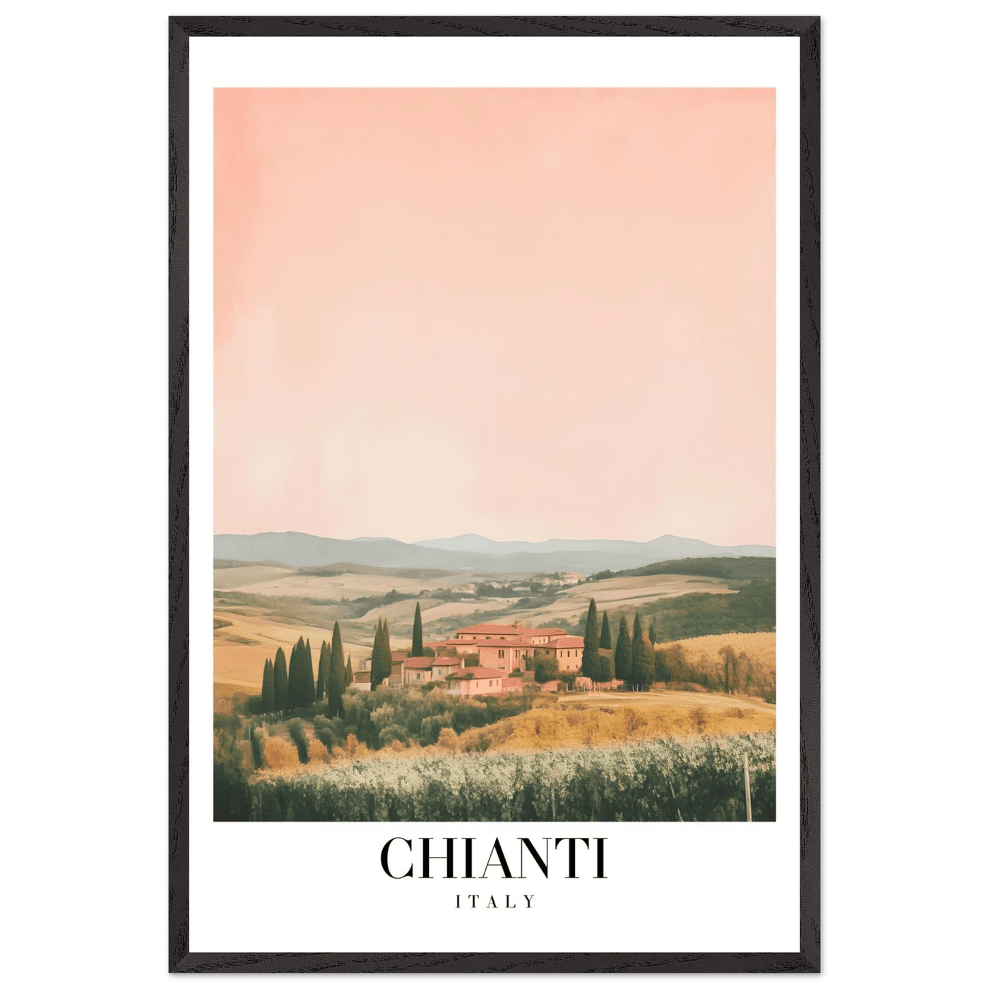 Chianti, Italy Framed Poster – Vintage Tuscan Countryside Wall Art with Customizable Wooden Frame - Vibrantwalls