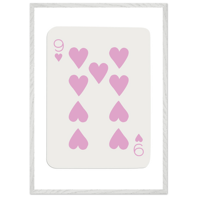 Nine of Hearts - Pink Poker Card Print - Mounted Framed Poster Art, Eco-Friendly Wood Frame - Vibrantwalls