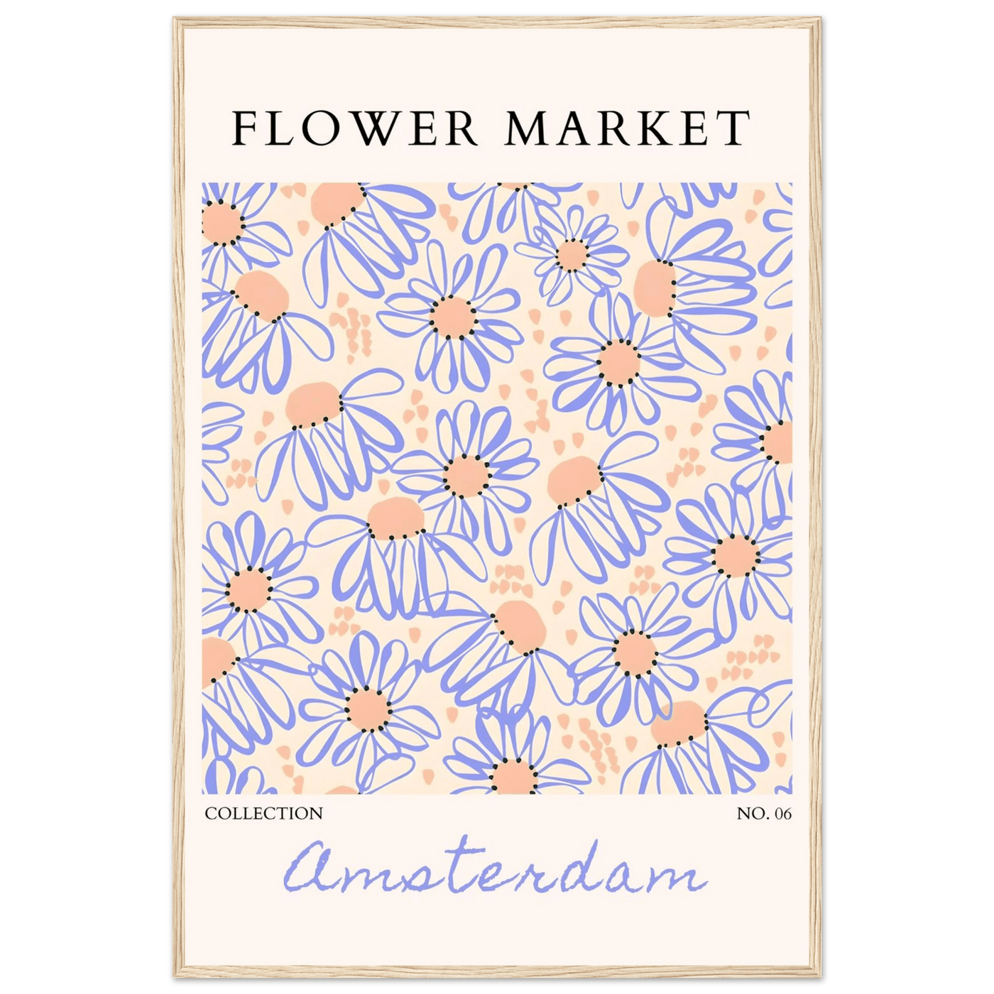 Abstract Floral Market Framed Poster – Whimsical Amsterdam Daisy Art Prints | Ready-to-Hang in Various Sizes - Vibrantwalls
