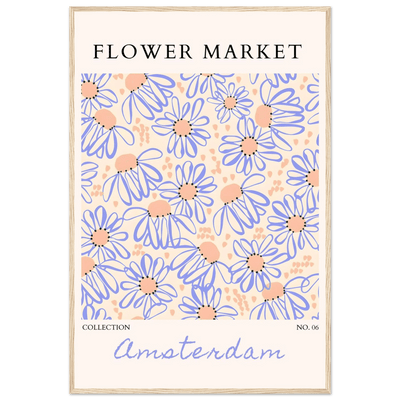 Abstract Floral Market Framed Poster – Whimsical Amsterdam Daisy Art Prints | Ready-to-Hang in Various Sizes - Vibrantwalls