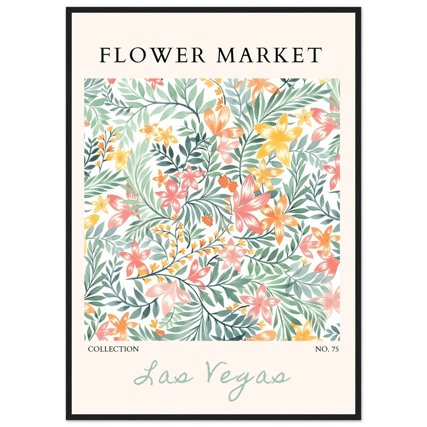 Flower Market Collection Framed Poster – Las Vegas Botanical Bliss Print | Ready-to-Hang Floral Art - Vibrantwalls