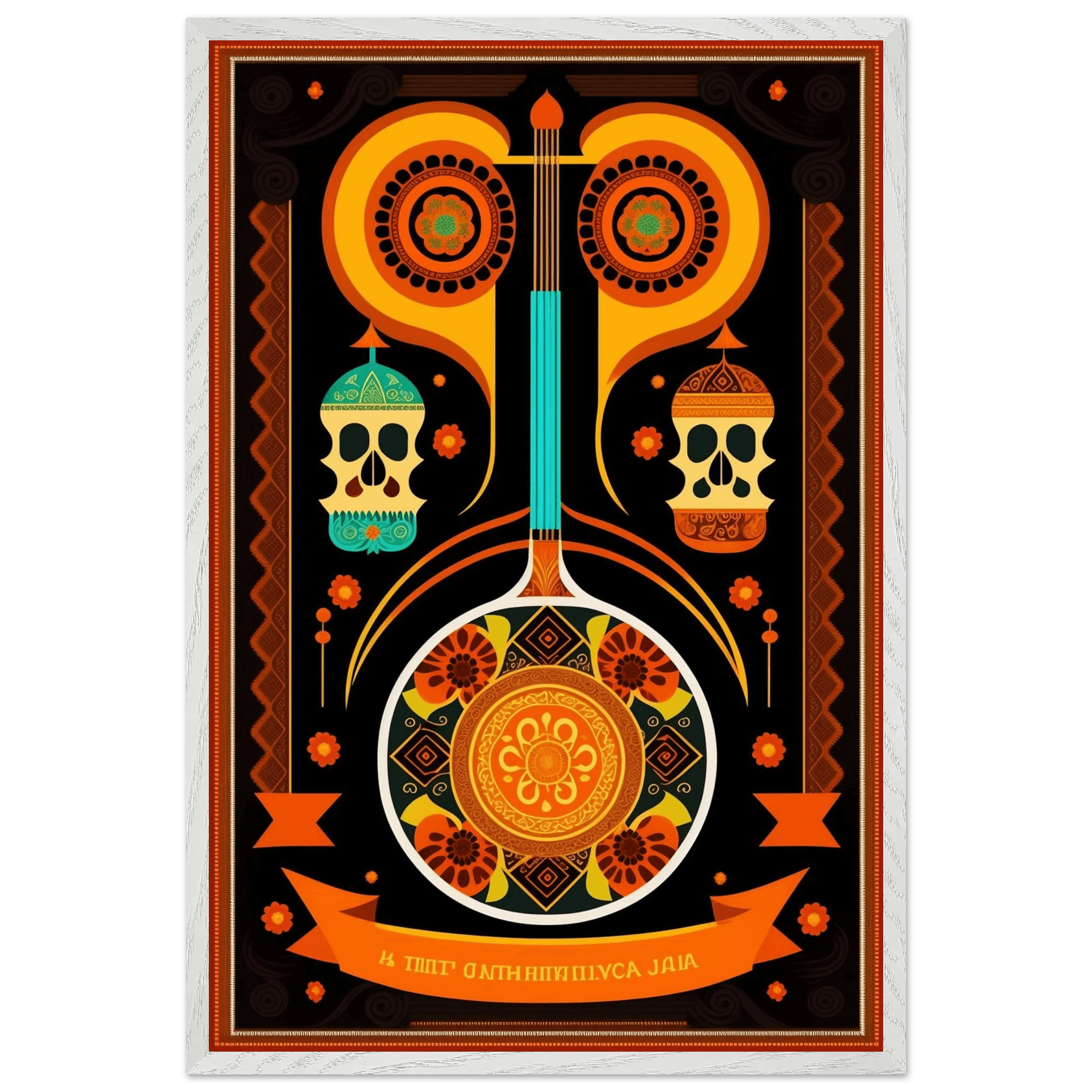 Vibrant Day of the Dead Guitar - Vibrantwalls