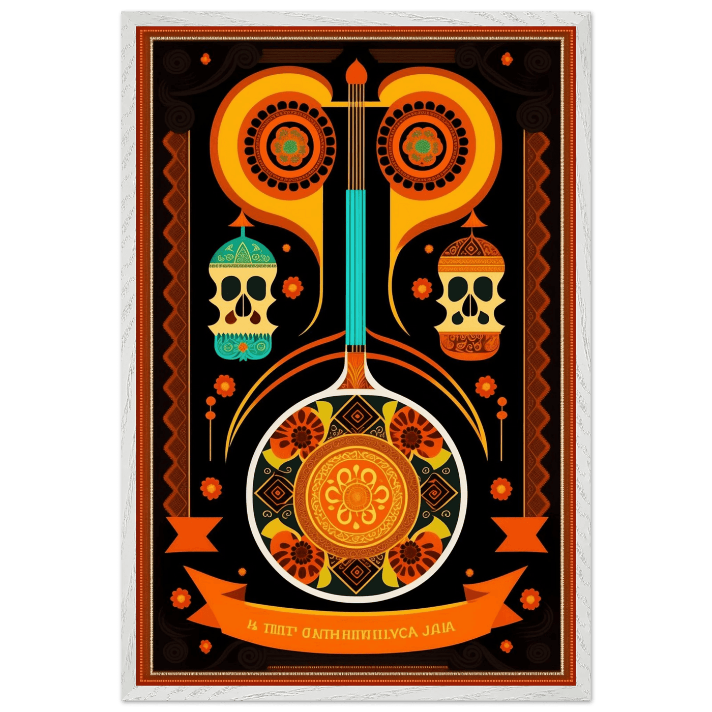 Vibrant Day of the Dead Guitar - Vibrantwalls