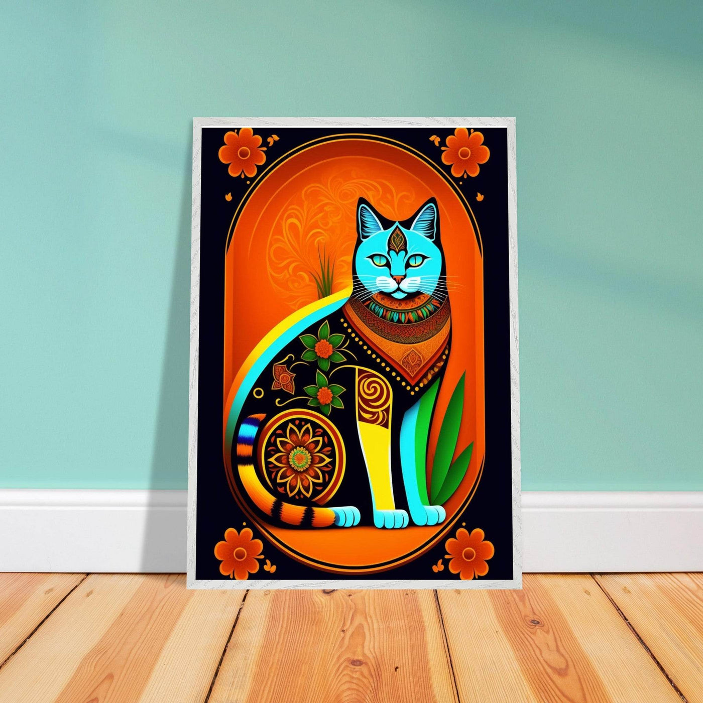 Boho Chic Cat Art - Vibrantwalls