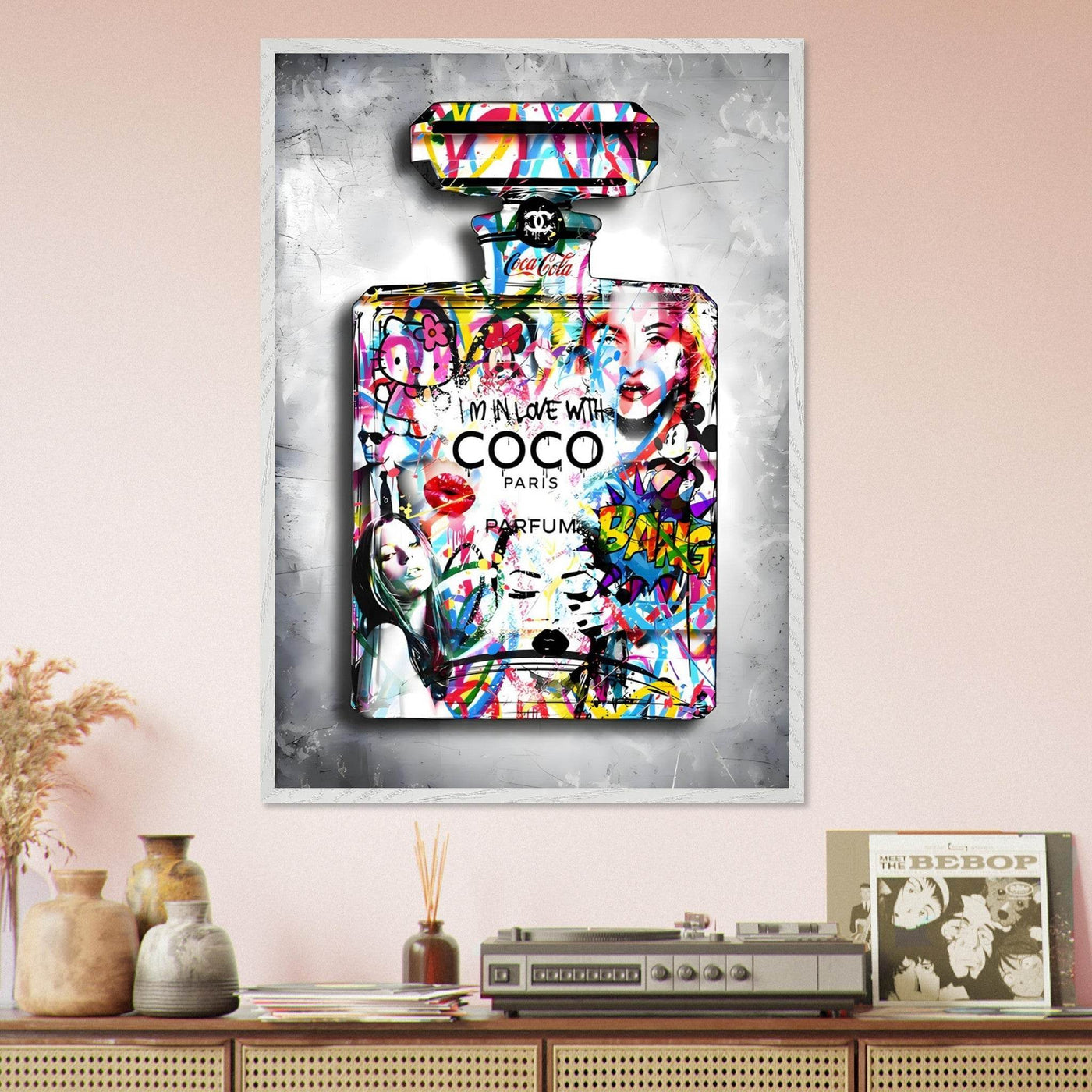 Vibrant Pop Art Chanel Perfume Bottle Print - Graffiti Chic Wall Decor for Fashion Lovers - Vibrantwalls