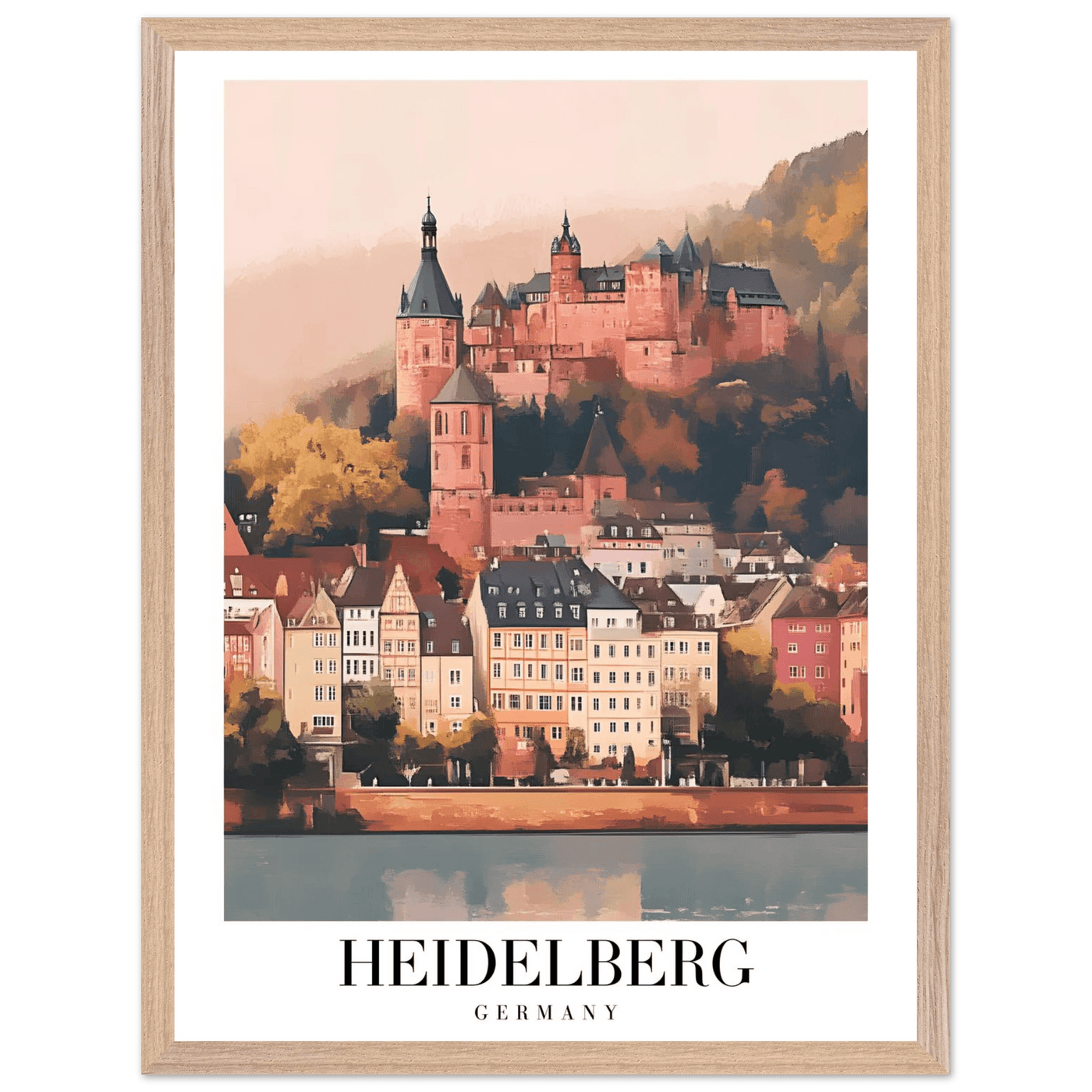 Heidelberg Germany Framed Poster – Vintage Travel Wall Art in Warm Autumn Hues - Vibrantwalls
