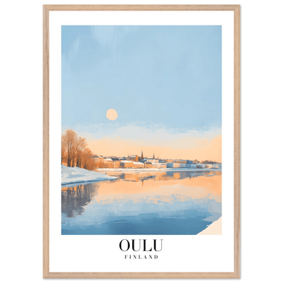 Oulu Finland Framed Poster – Serene Winter Sunset Wall Art with Wooden Frame - Vibrantwalls