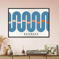 Bauhaus Style Blue Tunnel Movement Geometric Design Wall Art - Vibrantwalls