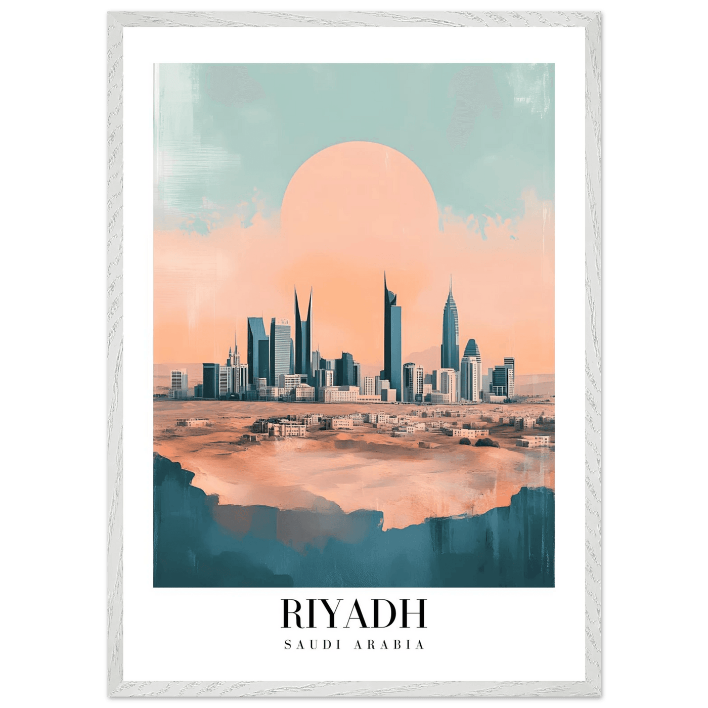 Riyadh Saudi Arabia Framed Poster – Modern Desert City Wall Art in Earthy Tones - Vibrantwalls